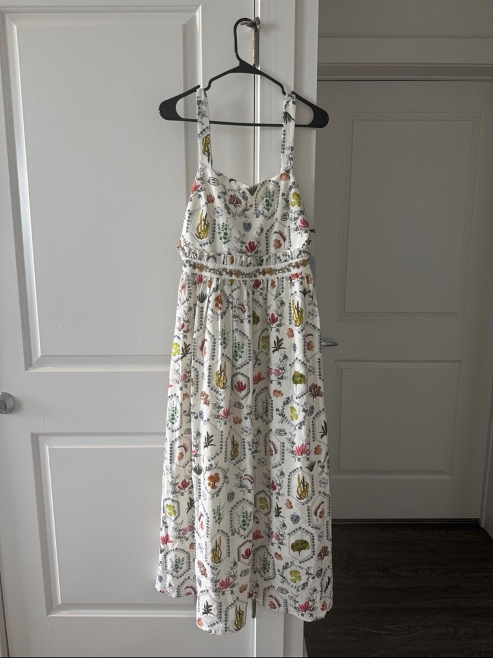 Christian Lacroix White Floral Midi Dress with Multicolor Print